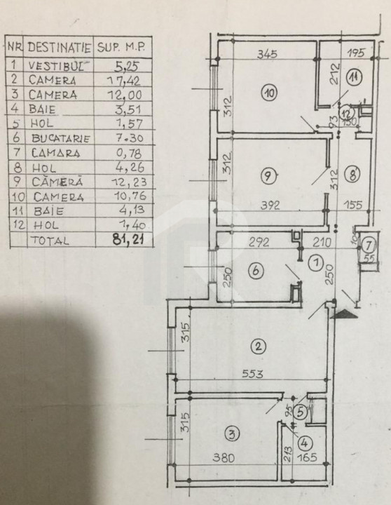 Apartament 4 camere str.Nasaud 81,21 mp